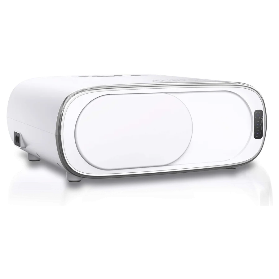 Aureon AZ8600 projector — Plate II, side profile with rear power inlet